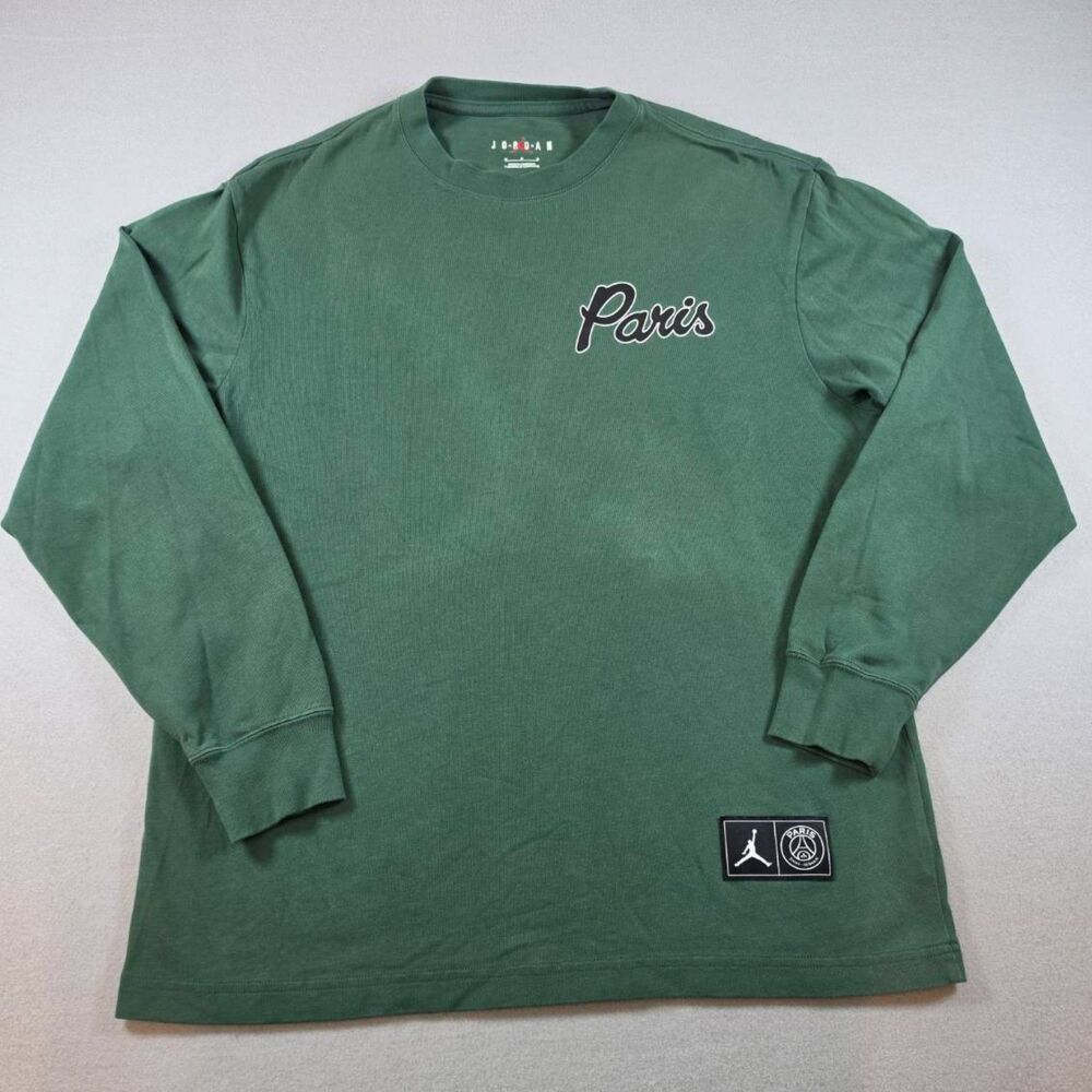 Air Jordan Paris Saint-Germain Long Sleeve Shirt Size M Green - 0086